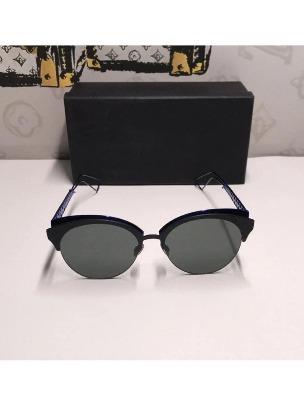 New Authentic CHRISTIAN DIOR Metal DioramaClub Sunglasses – Black & Blue - Picture 7 of 14